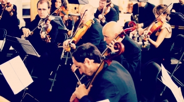 The orchestra rehearsing